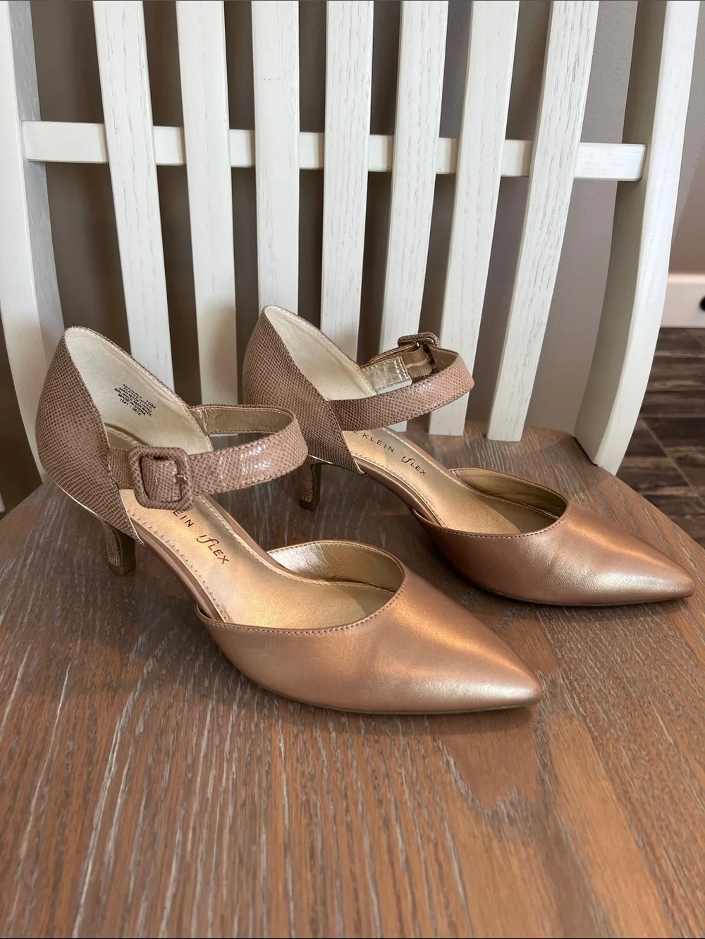 Anne Klein Pointed Toe Ankle Strap Heels Neutral